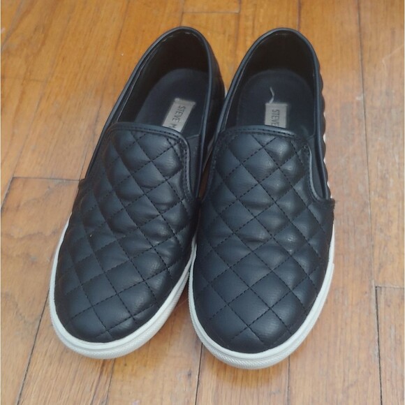 STEVE MADDEN Ecentrcq Leather Black Slip On Sneaker Size 7 - Picture 2 of 6